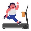 Female Fat People overweight plus size obesity Exercise and Run on the Treadmill Illustration