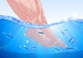 Female feet and hands, fish spa treatment