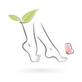 Female Feet Icon with Butterfly