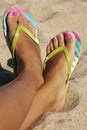 Female feet in shales Royalty Free Stock Photo