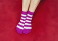 Female feet in socks with toes Royalty Free Stock Photo