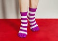 Female feet in socks with toes Royalty Free Stock Photo