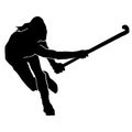 Beautiful female field hockey vector silhouette on white background Royalty Free Stock Photo