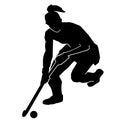 Female field hockey vector silhouette on white background Royalty Free Stock Photo