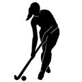 Female field hockey vector silhouette on white background Royalty Free Stock Photo