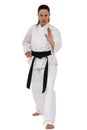 Female fighter performing karate stance