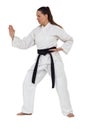 Female fighter performing karate stance Royalty Free Stock Photo