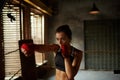 Female Fighter Training in Boxing Ring Royalty Free Stock Photo