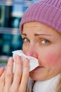 Female fighting cold Royalty Free Stock Photo