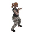 3D Illustration Female Fighting Zombie Horror Halloween Sci-fi Sports Action Activity Fighter Army military