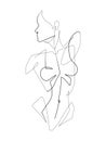Female Figure One Continuous Line Vector Graphic Illustration Royalty Free Stock Photo