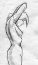 Female figure pencil sketch Royalty Free Stock Photo