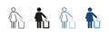 Female Figure Throwing Trash In Bin Line And Solid Icon Set. Waste Disposal, Environmental Responsibility, And Royalty Free Stock Photo