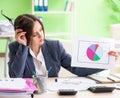 Female financial manager presenting graph chart sitting in the o Royalty Free Stock Photo