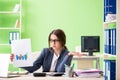 The female financial manager presenting graph chart sitting in the office Royalty Free Stock Photo