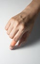 Female finger with adhesive bandage Royalty Free Stock Photo