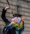 A female fire eater at the Edinburgh Fringe