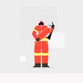 Female Firefighter, Rescuer Vector Illustration