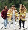 Three female volunteer firefighers Royalty Free Stock Photo