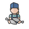 Female fish seller avatar. Woman worker. Profile user, person. People icon. Vector illustration