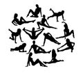 Female Fitness and Gym Activity Silhouettes,art vector design Royalty Free Stock Photo