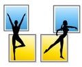 Female Fitness Yoga Silhouettes Royalty Free Stock Photo
