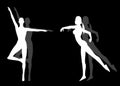 Female Fitness Yoga Silhouettes Royalty Free Stock Photo