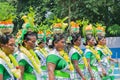 Female folk dancers in colorful make up