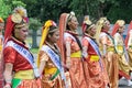 Female folk dancers in colorful make up