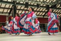 Female folk dancers performing a typical dance Royalty Free Stock Photo