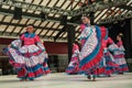 Female folk dancers performing a typical dance Royalty Free Stock Photo