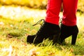 Female foot in elegant black shoes. Royalty Free Stock Photo