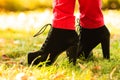 Female foot in elegant black shoes. Royalty Free Stock Photo