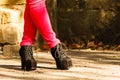 Female foot in elegant black shoes. Royalty Free Stock Photo