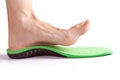 Female foot and orthopedic insole Royalty Free Stock Photo