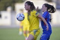 Female football game action