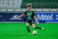 Female footballer, Dominique Janssen, in action during Uefa Champions League