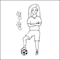 Female footballer. Girl with a ball. Royalty Free Stock Photo
