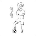 Female footballer. Girl with a ball.