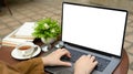 Female freelance author typing on her laptop computer