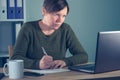 Female freelancer working in home office Royalty Free Stock Photo
