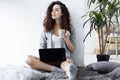 Female freelancer working at home Royalty Free Stock Photo