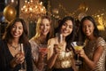 Female Friends Celebrating At Party Make Toast To Camera