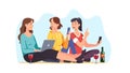 Female friends drinking wine enjoying home party