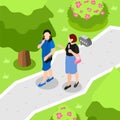 Female Friends Isometric And Colored Composition