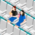 Female Friends Isometric Colored Composition