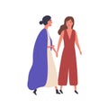Female friendship flat vector illustration. Lesbian pair, young girls in love. Unconventional relationship, fondness