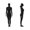 Female Front and Side View. Tadasana. Vector