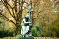 a female funerary figure at cemetery