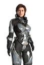 Female Futuristic Astronaut Isolated